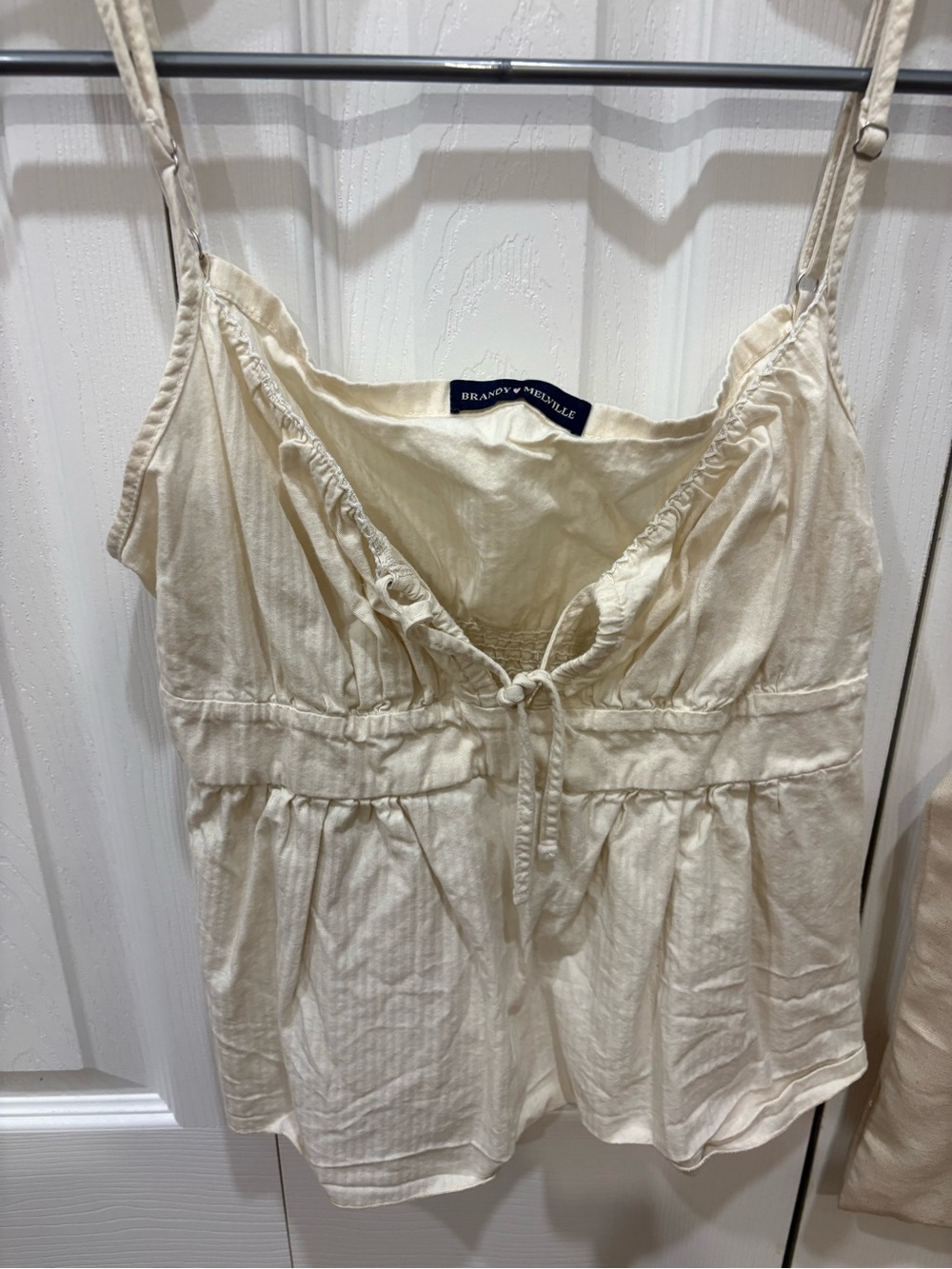 Brandy Melville Cream Tie-Front Spaghetti Strap Camisole